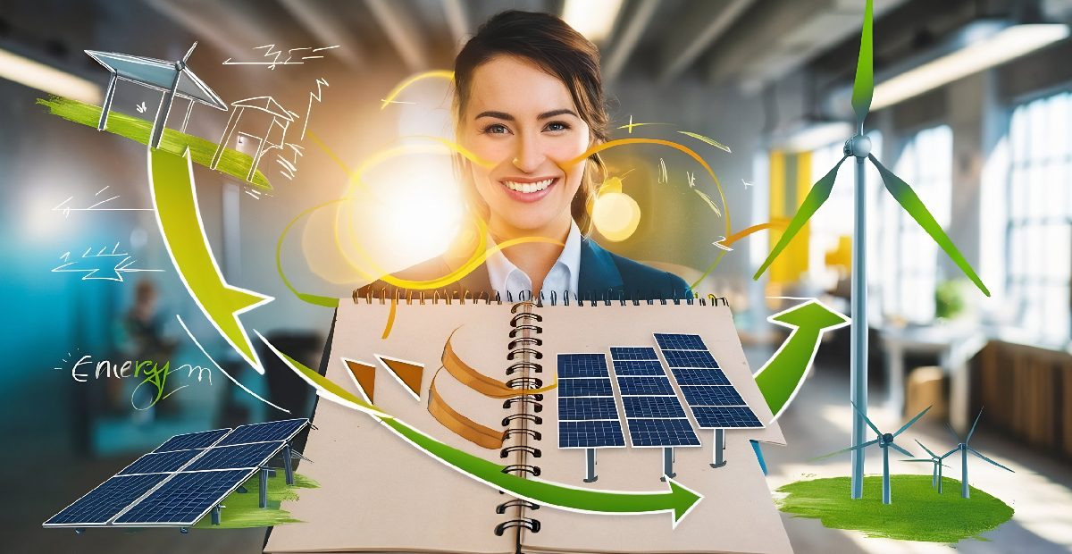 Diagram showing the growth metrics of a successful solar power plant business