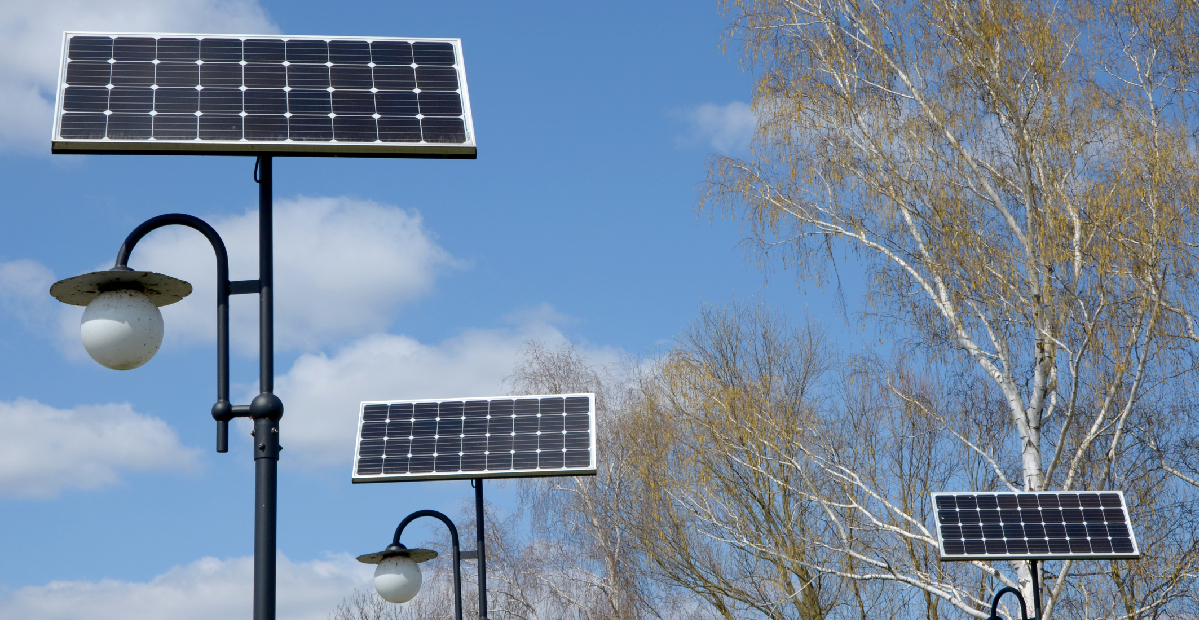 Diagram of a solar mini mast system providing high-intensity urban lighting